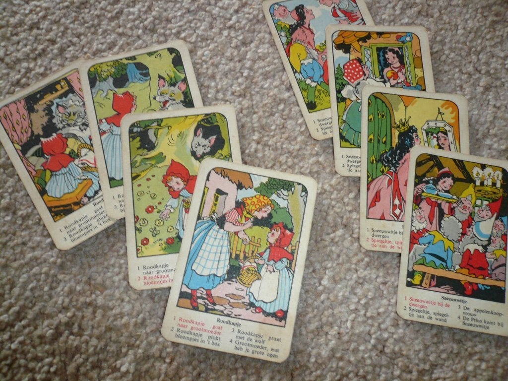 oud sprookjeskwartetspel Multicolor van jaren 40-50, Verzamelen, Speelkaarten, Jokers en Kwartetten, Ophalen of Verzenden, Gebruikt