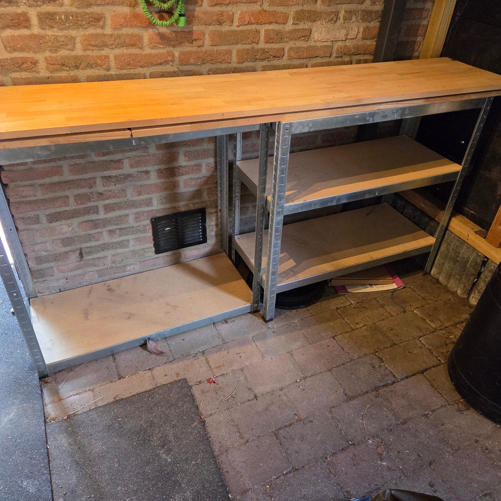 Stellingkast met eiken werkblad - 180x93x40 cm, Ophalen, Gebruikt