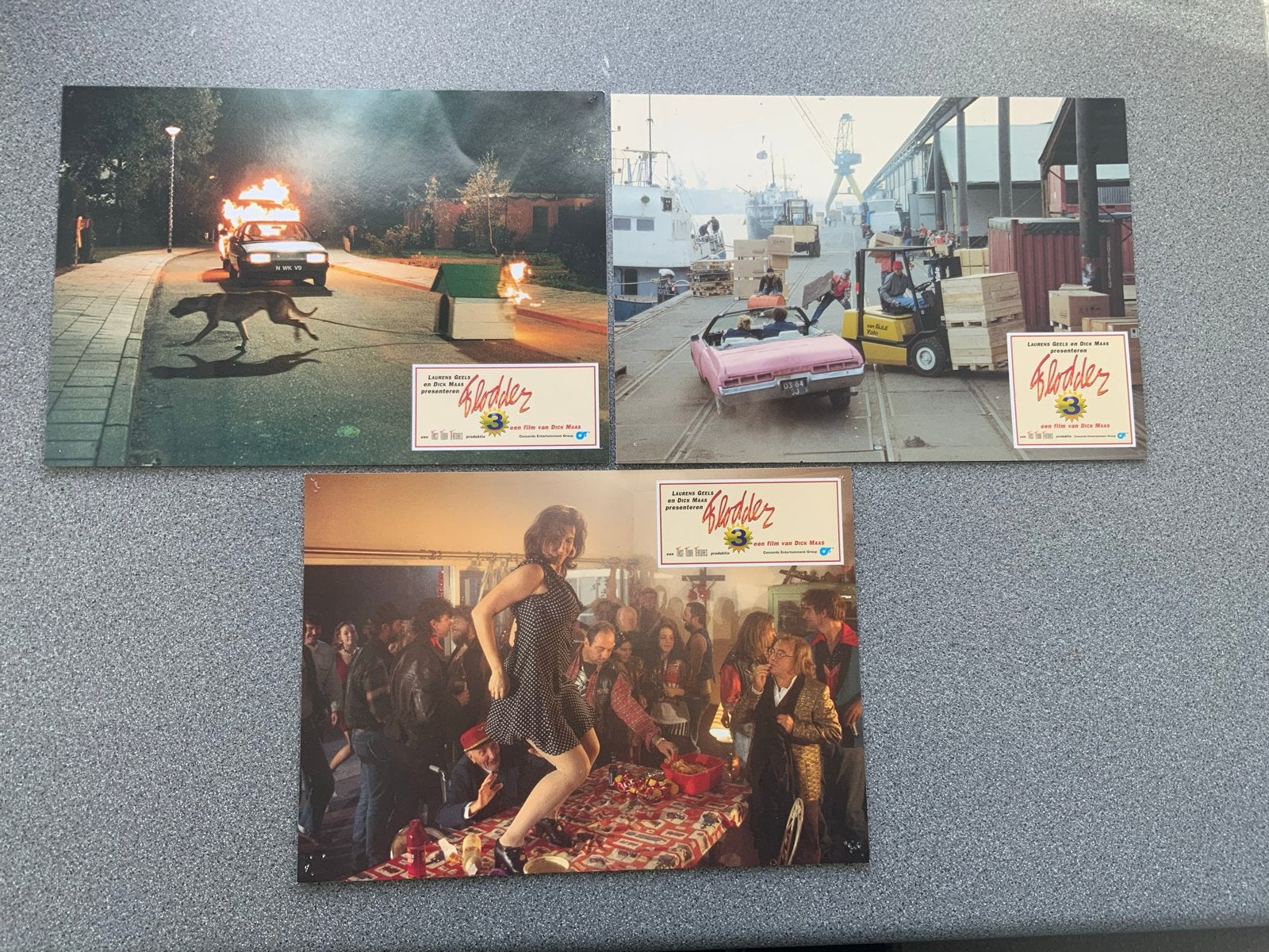 Flodder 3 lobby cards- Set van 3, Verzamelen, Ophalen of Verzenden, Gebruikt, Foto of Kaart