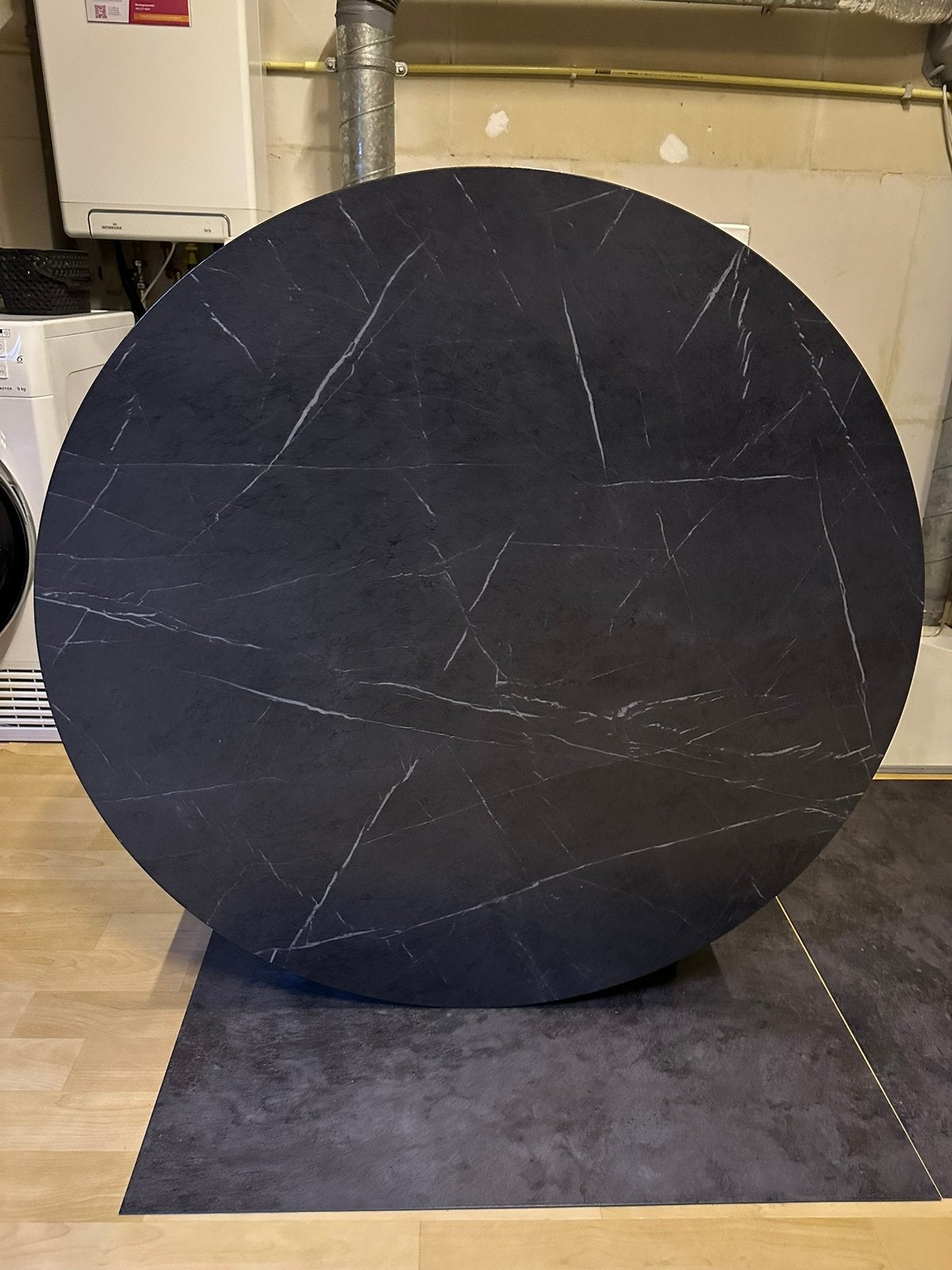 Mariedamm eetkamer tafel zwart marmerpatroon, Huis en Inrichting, Tafels | Eettafels, Ophalen, 50 tot 100 cm, 100 tot 150 cm, Rond