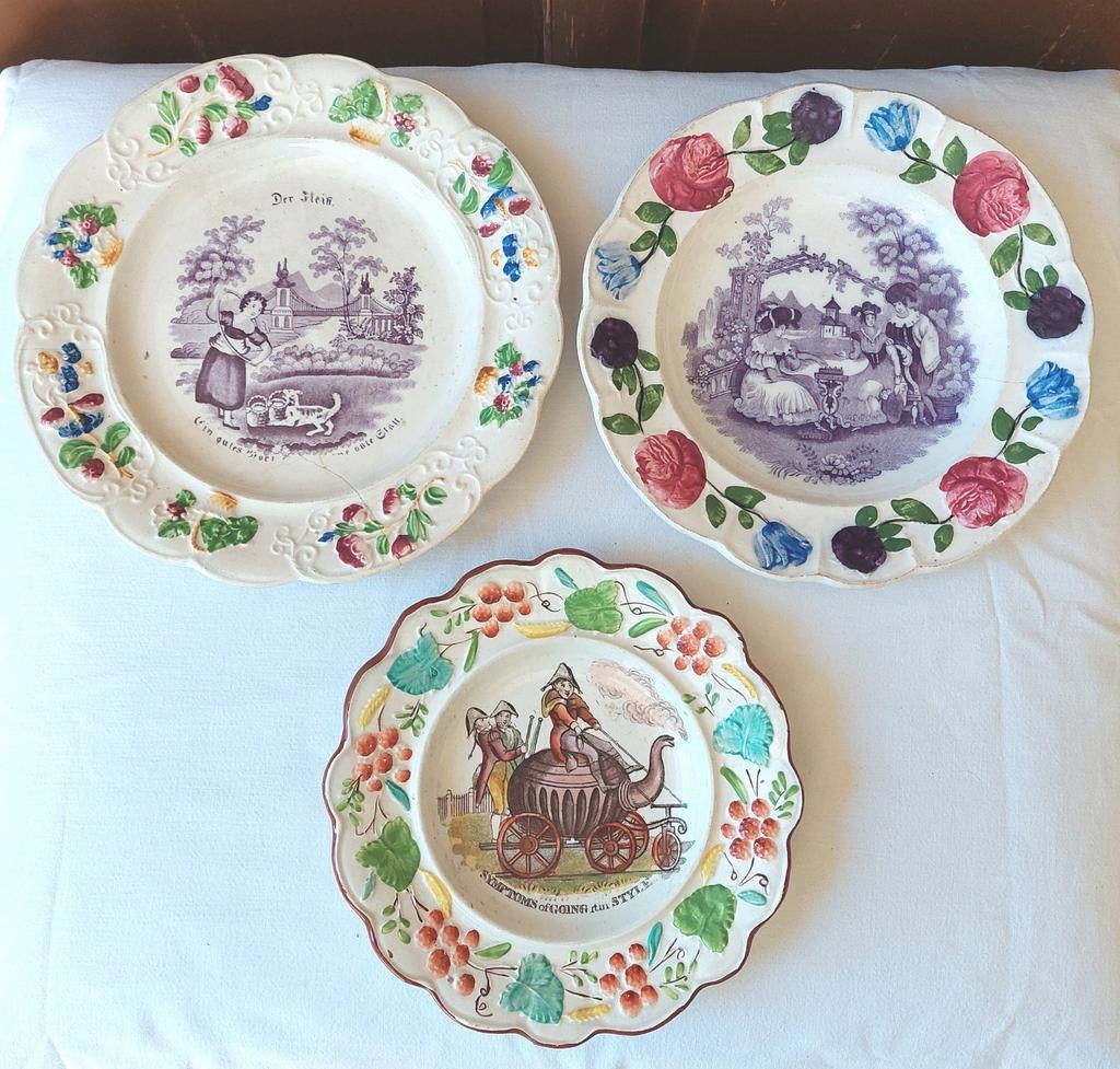Antieke kinder bordjes, Antiek en Kunst, Ophalen of Verzenden