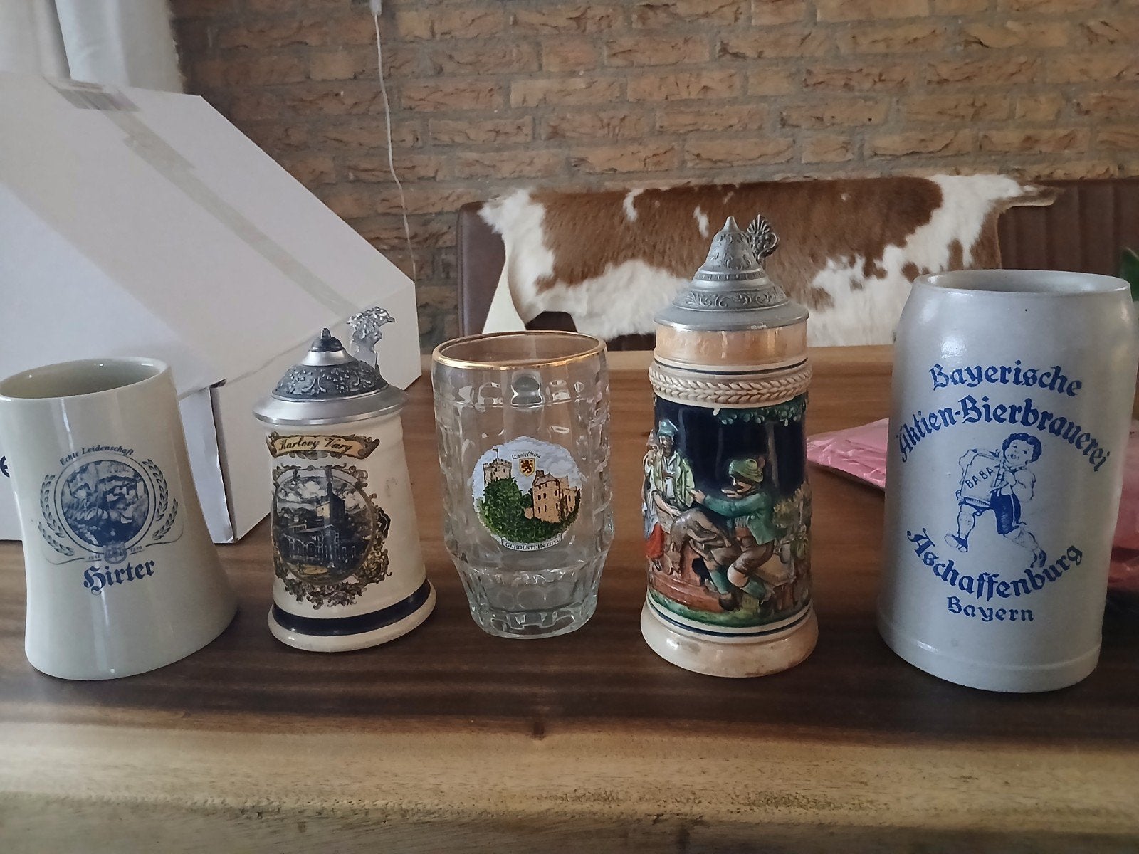 Set van 5 vintage bierpullen/bierglazen, Ophalen