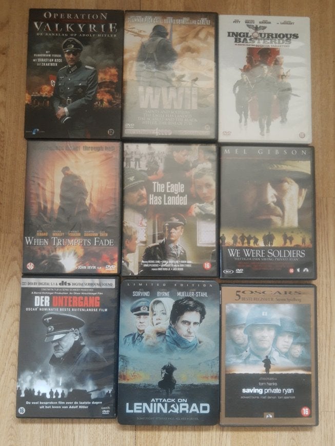 Partij van 9 DVD's = 12 WO-2 OORLOG SPEELFILMS Leningrad, Cd's en Dvd's, Vanaf 16 jaar, Nederlands, Duits, Ophalen of Verzenden