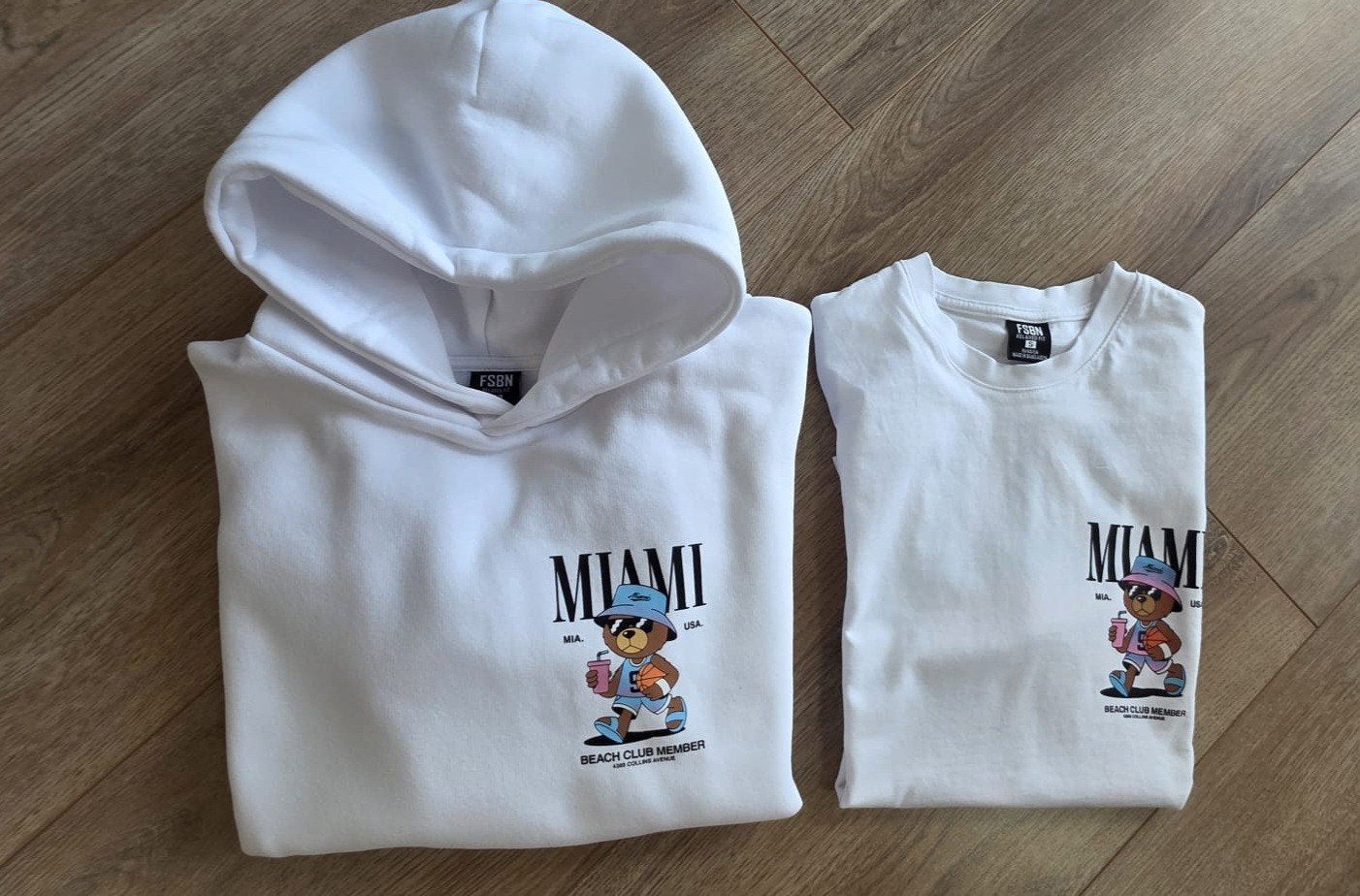 Witte Miami T-shirt en Hoodie Set - Zo goed als nieuw, Ophalen of Verzenden, Zo goed als nieuw, Jongen
