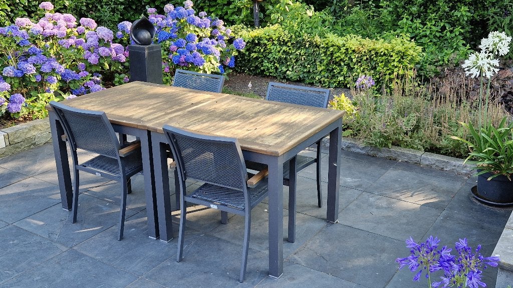 Aluminium tuinset met 4 stoelen, Ophalen, 4 zitplaatsen, Gebruikt, Aluminium