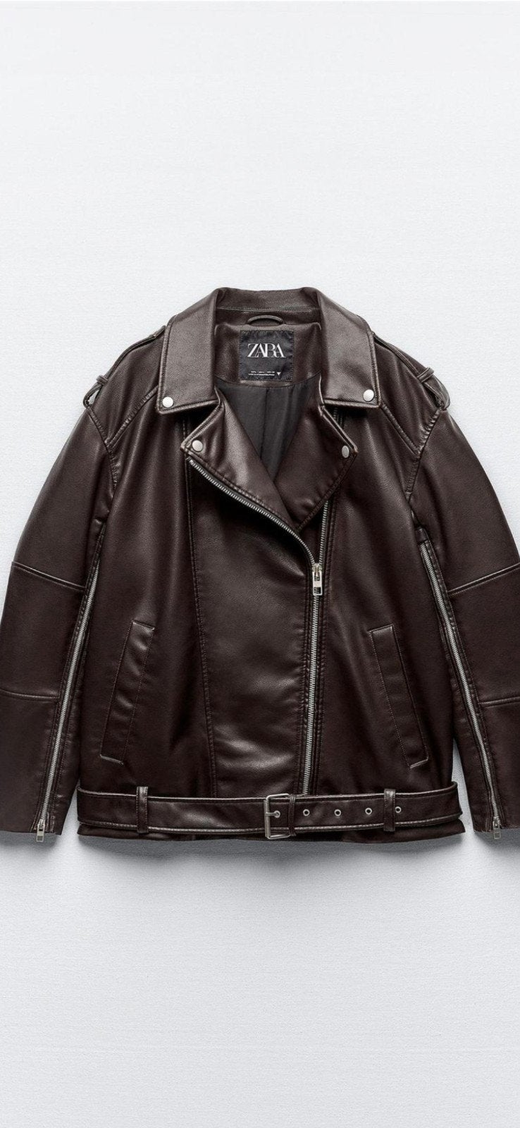 Oversize bikerjack in verwassen Leerlook, Ophalen of Verzenden, Nieuw, Bruin
