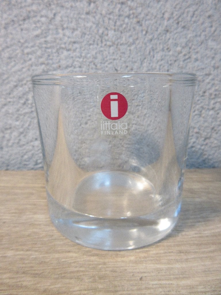 Vintage glazen waxinelichthouder iittala Finland, Gebruikt, Waxinelichthouder, Ophalen of Verzenden, Glas