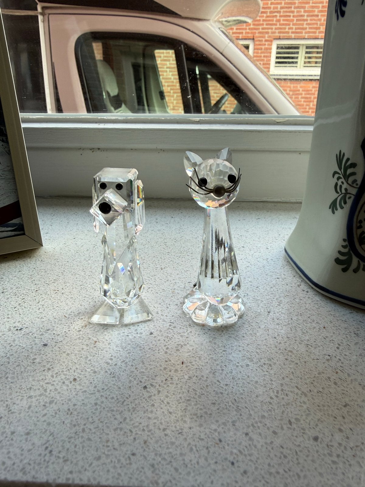 Swarovski kristallen beeldjes: hond en kat, Ophalen, Zo goed als nieuw, Hond of Kat, Beeldje of Figuurtje
