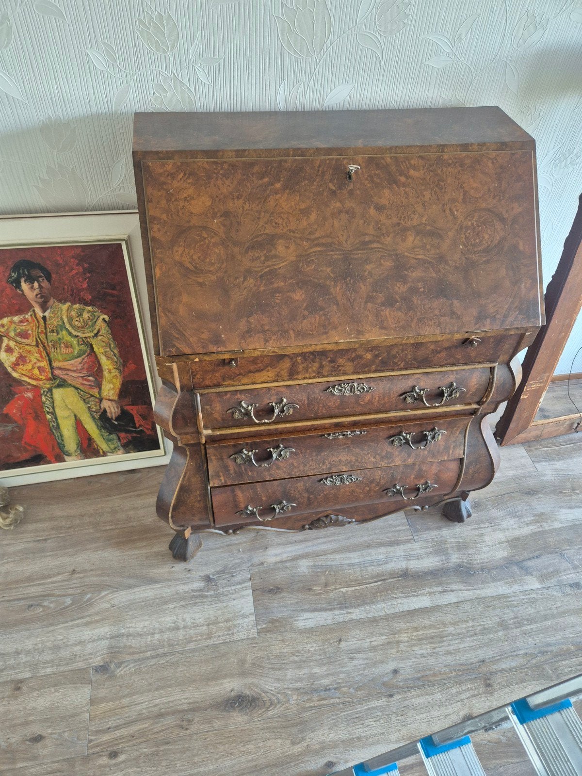 Antiek Biedermeier secretaire met ladeblok, Ophalen of Verzenden