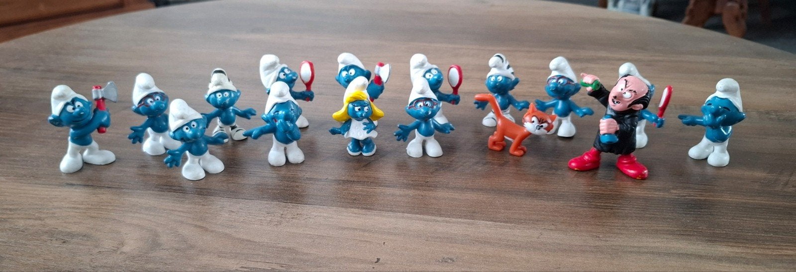 Smurfen verzameling: 17figuren inclusief Gargamel en Azraël, Ophalen of Verzenden, Gebruikt, Verschillende Smurfen, Poppetje, Figuurtje of Knuffel