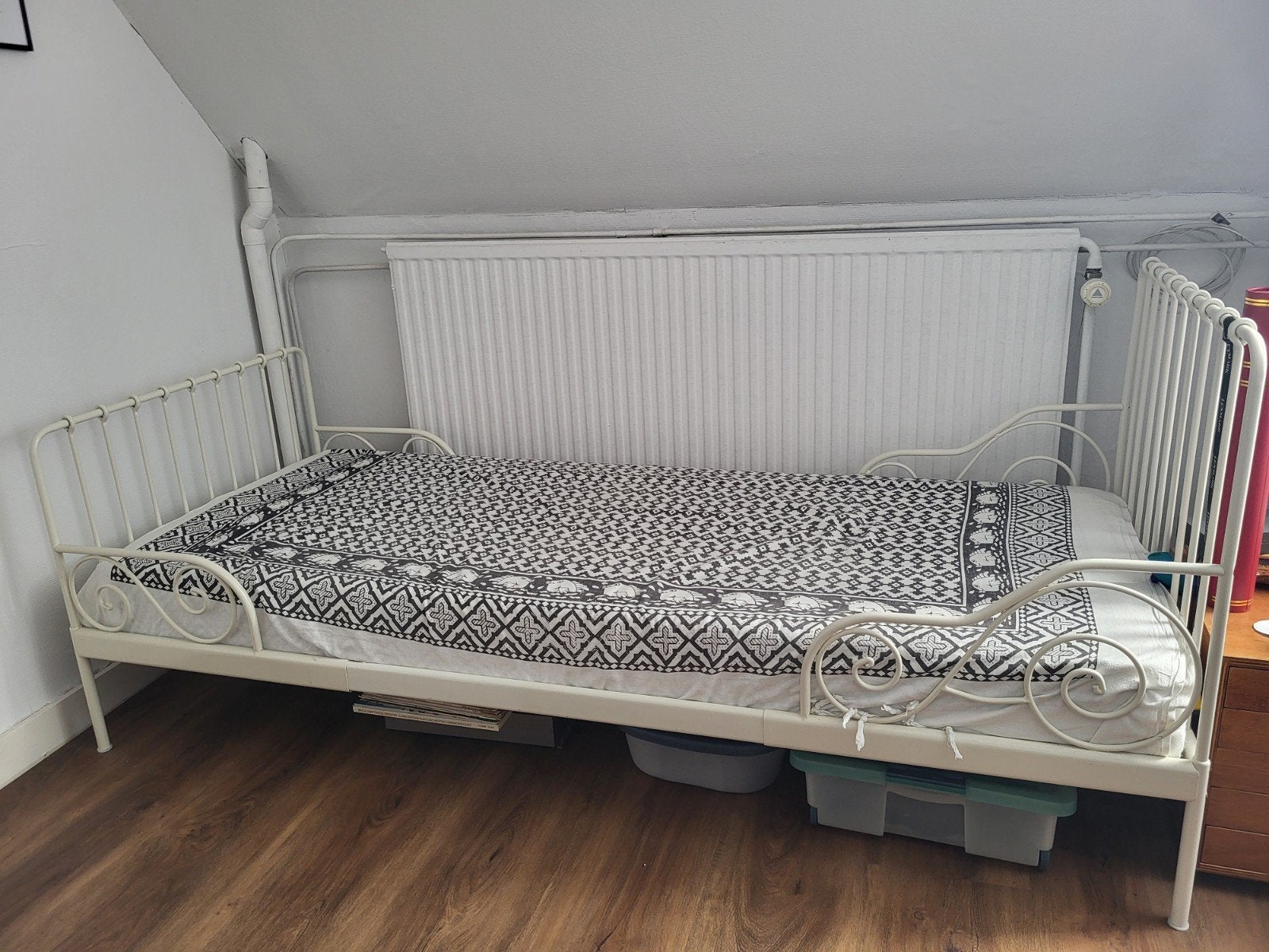 Ikea meegroeibed, 80 cm breed, Ophalen, Verstelbaar, Eenpersoons, Wit