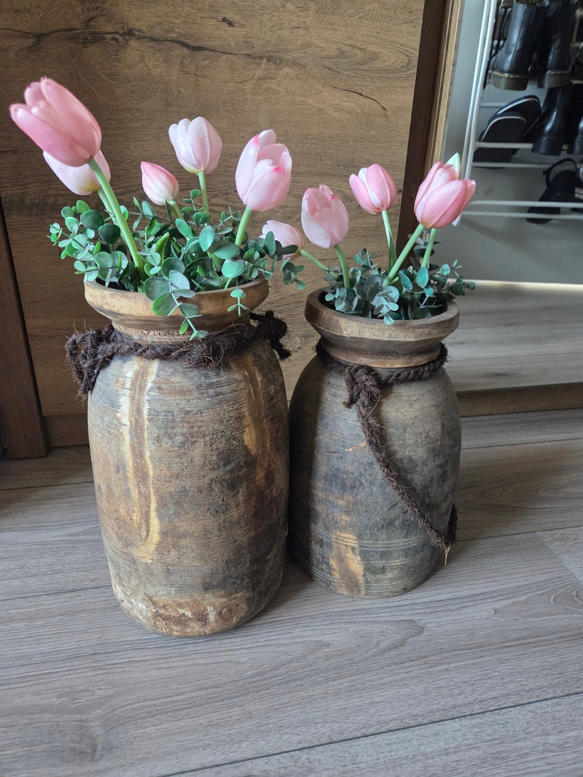 set van 2 houten kruiken, Ophalen