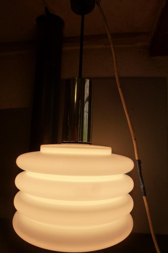 HANGLAMP,sixties,zeventies,SPACE AGE,UFO,VINTAGE,MID-CENTURY, Gebruikt, 50 tot 75 cm, Ophalen of Verzenden, Glas