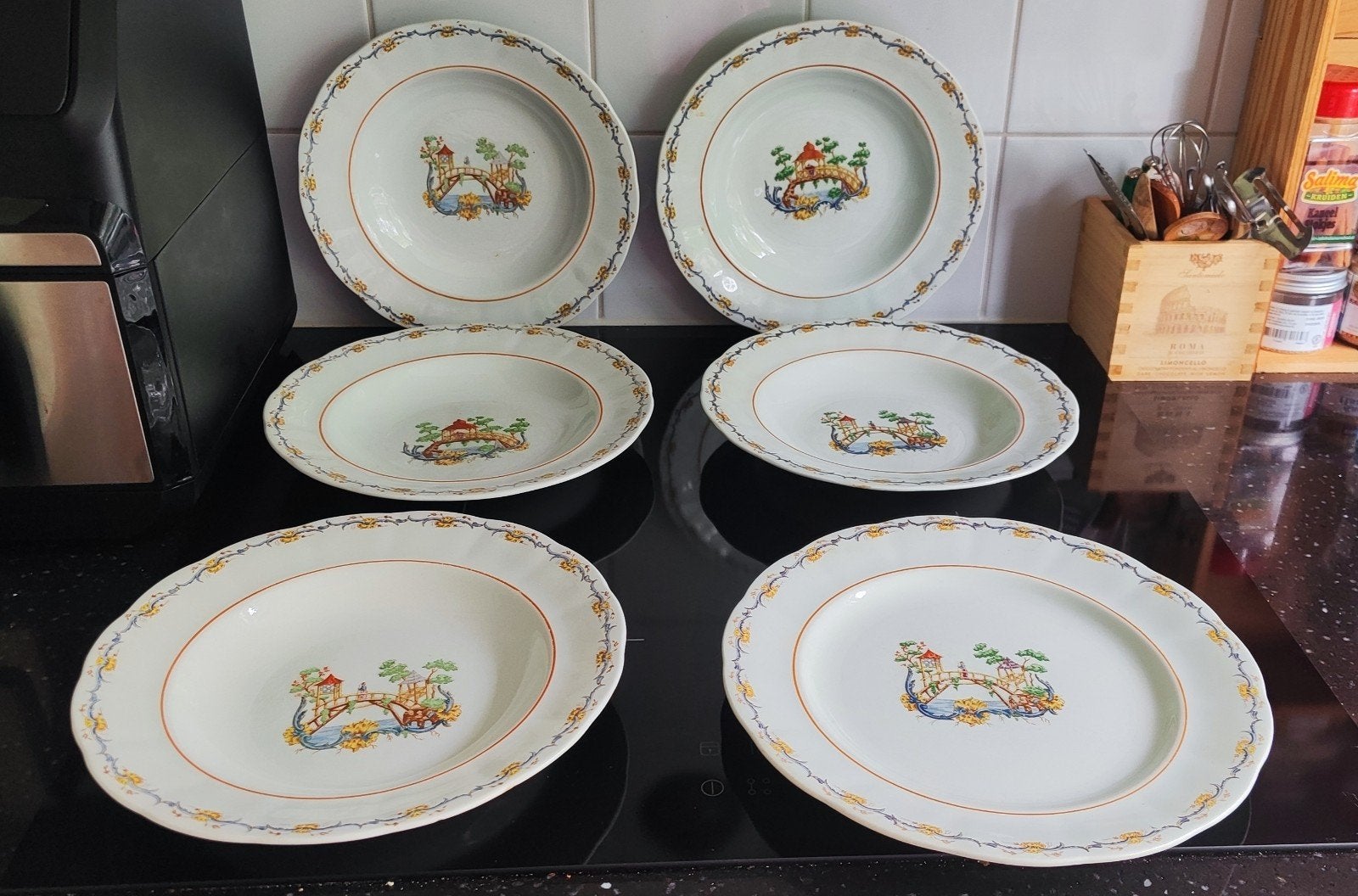 Rörstrand Mah-Jong 5x diep bord, 1x dinerbord, 1951-1954, Ophalen of Verzenden