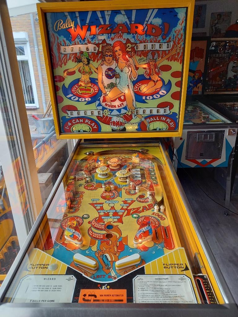 Wizard Bally flipperkast, Verzamelen, Ophalen, Gebruikt, Mechanisch, Bally