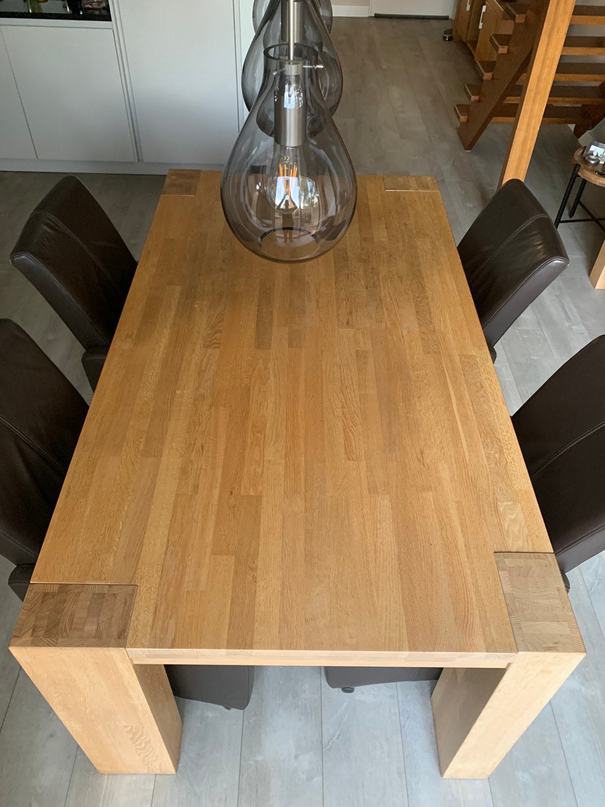 Eiken eettafel plus stoelen, Huis en Inrichting, Ophalen, Gebruikt, 100 tot 150 cm, 150 tot 200 cm