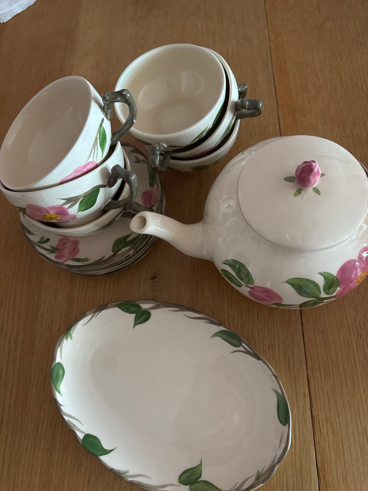 Vintage Staffordshire Engeland theeservies met bloemmotief, Ophalen