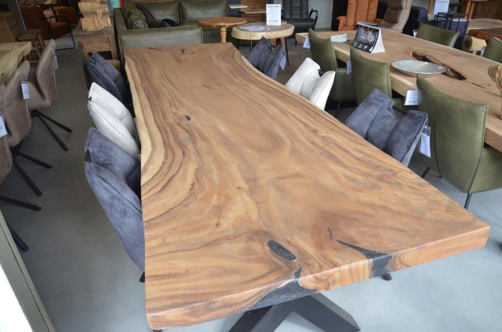 Suar boomstamtafel 300 cm- BT – 196 3 meter boomstamtafel