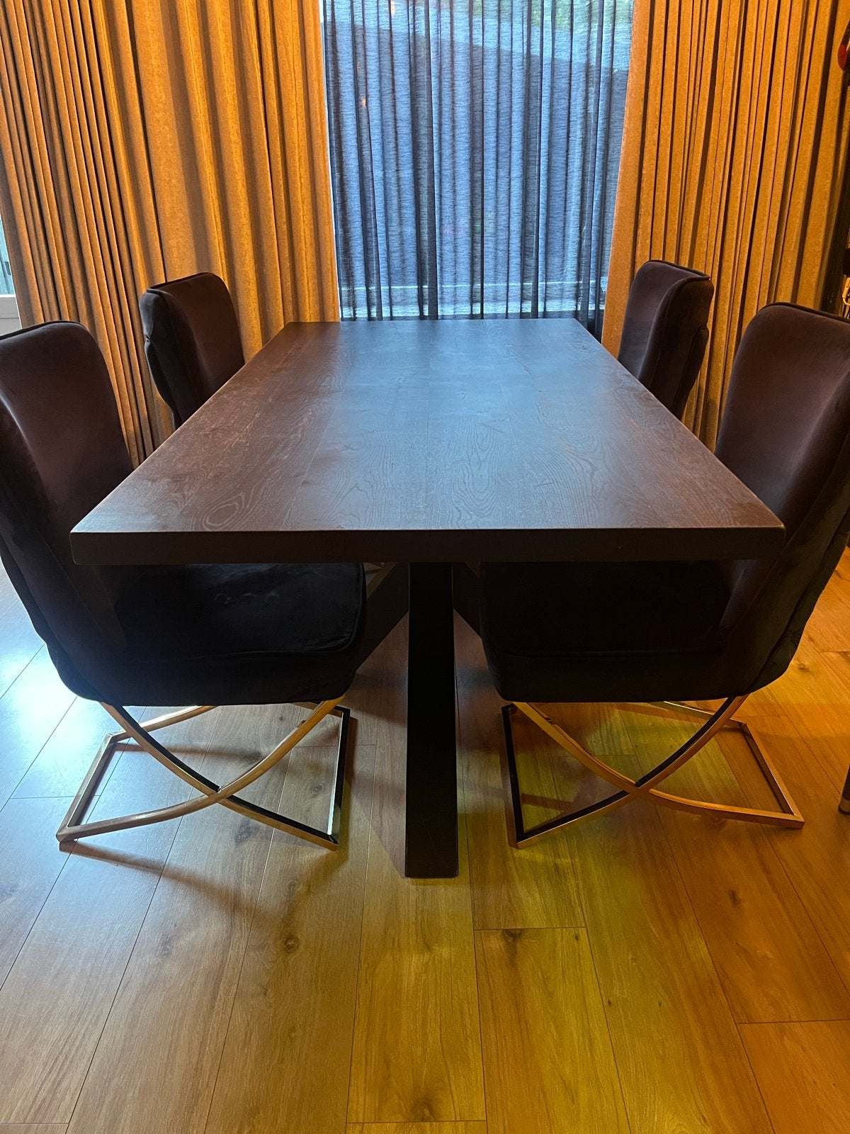 Complete Eettafel Set: Eettafel, Salontafel& 4 Stoelen zwart, Huis en Inrichting, Ophalen, Gebruikt, 50 tot 100 cm, 150 tot 200 cm