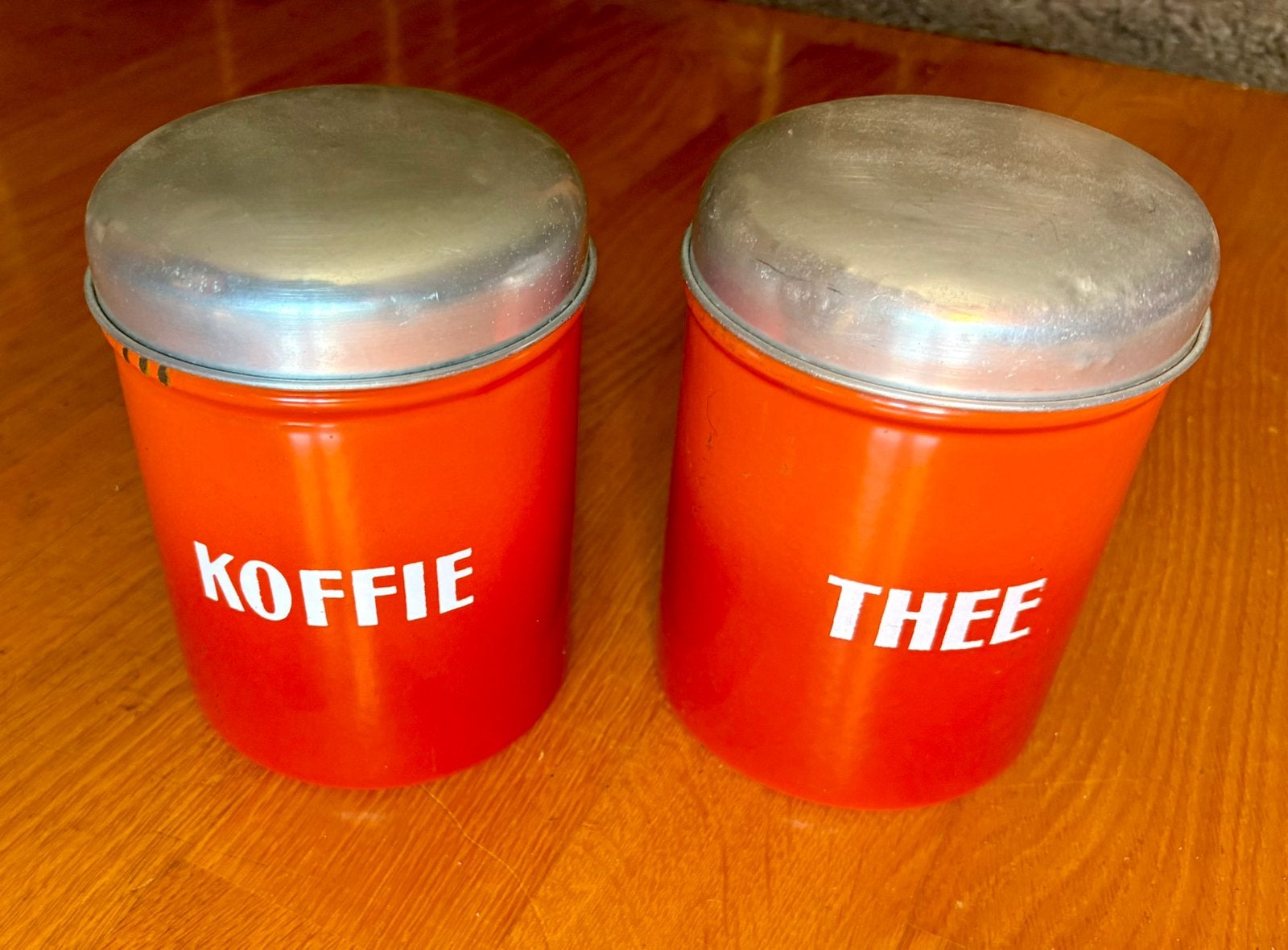 Oranje koffie en theebus, Ophalen of Verzenden