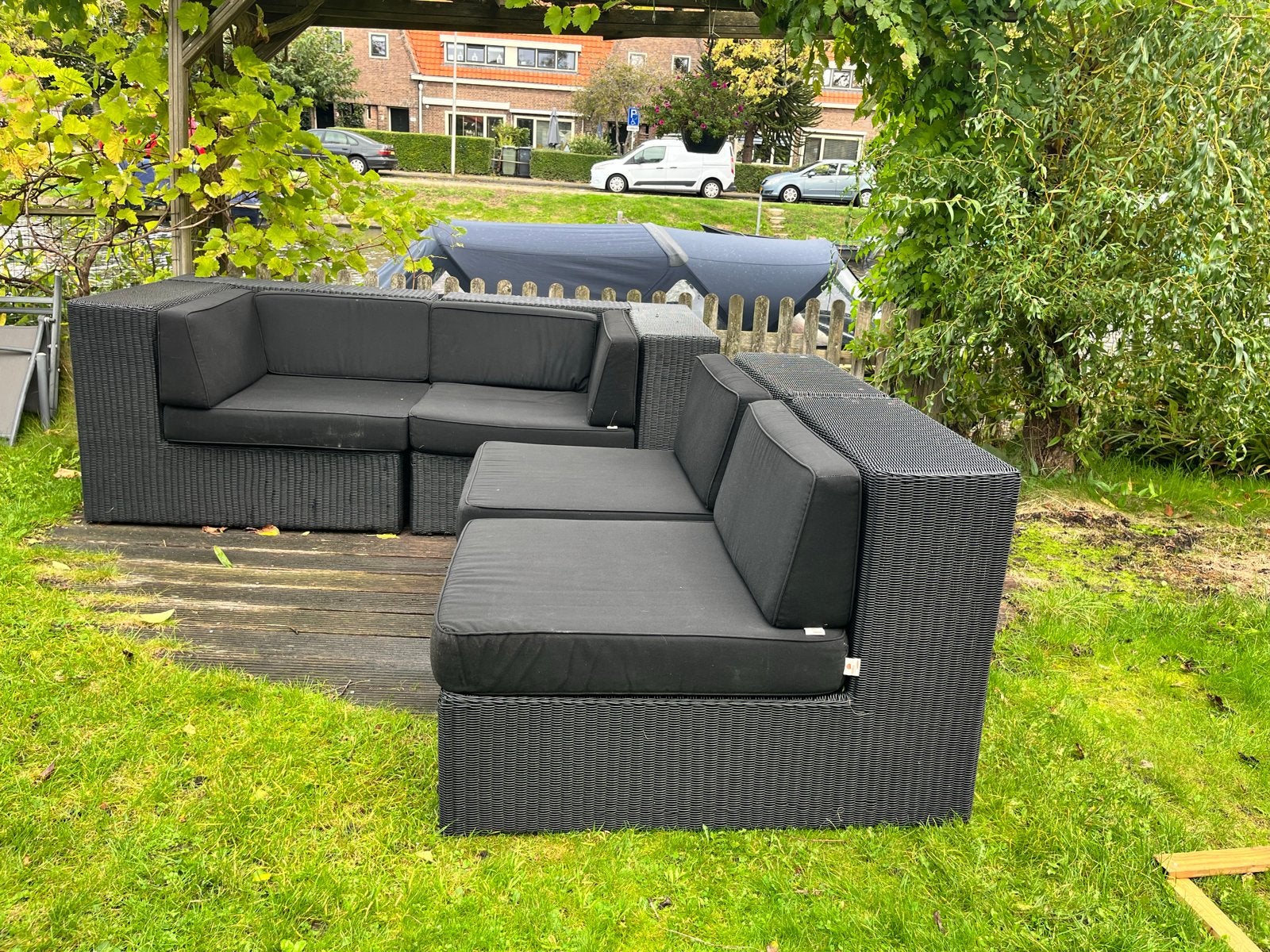 Borek Wicker Loungeset, 4 zitplaatsen, Ophalen of Verzenden, Zo goed als nieuw, Loungeset