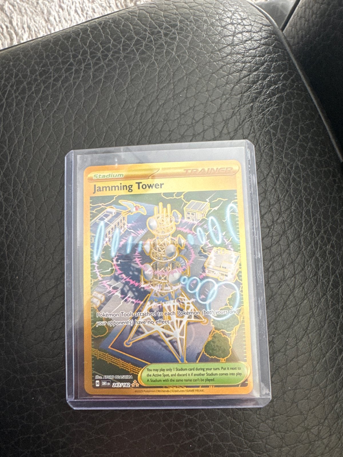 Pokémon TCG Jamming Tower Gold Secret Rare 243/182, Ophalen of Verzenden, Zo goed als nieuw, Losse kaart, Foil