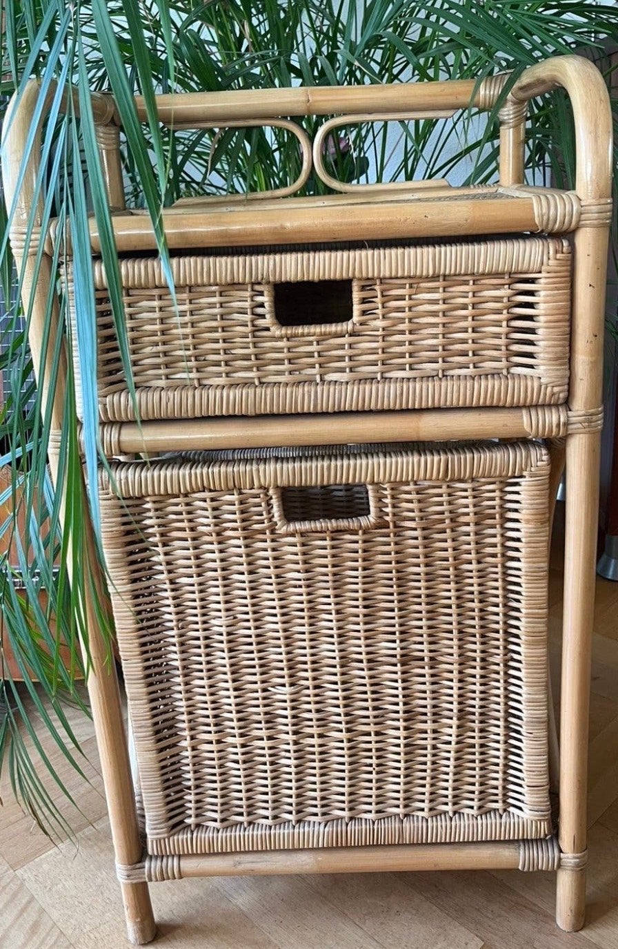 Foto 3 van Vintage rotan ladekastje met 2 laden