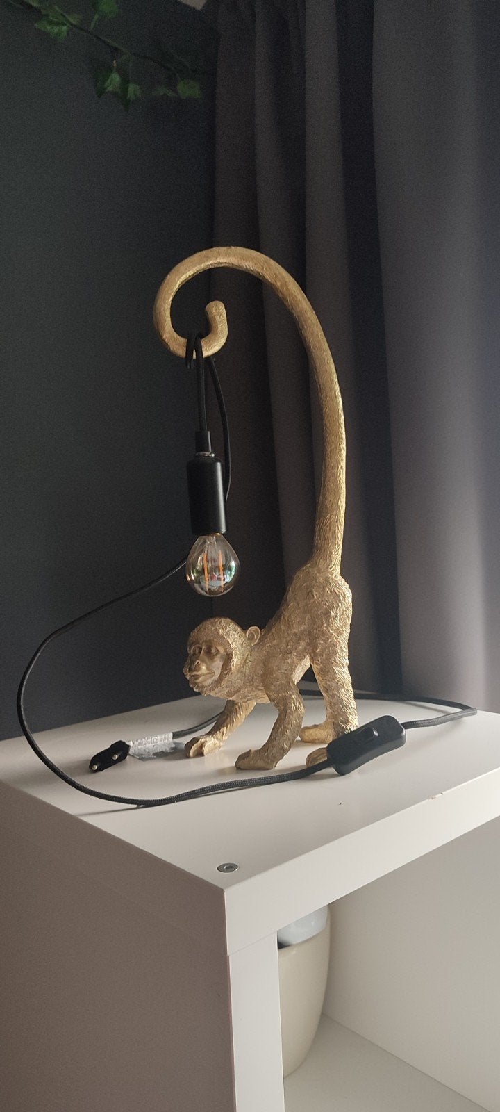 Gouden aap lampje, Huis en Inrichting, Lampen | Tafellampen, Ophalen, Zo goed als nieuw, Kunststof, Minder dan 50 cm