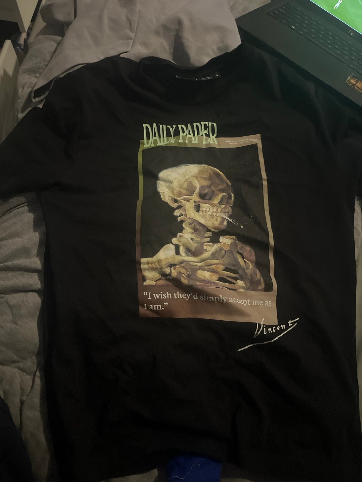 Daily Paper T-shirt met skeletprint, Ophalen of Verzenden, Zo goed als nieuw, Maat 46 (S) of kleiner, Zwart
