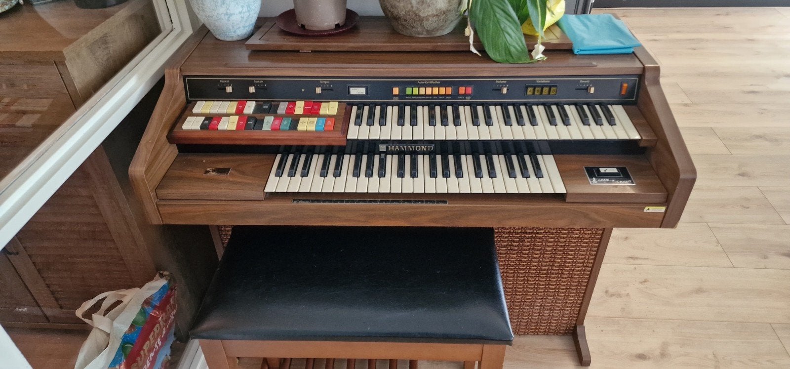 Vintage Hammondorgel met 2 klavieren en bankje, Muziek en Instrumenten, Orgels, Ophalen