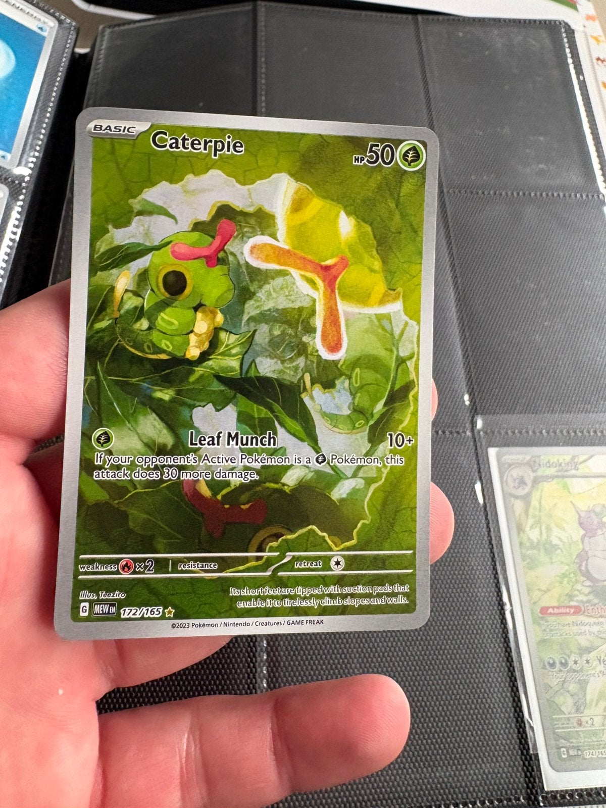 Caterpie full art 151, Ophalen of Verzenden, Zo goed als nieuw, Meerdere kaarten, Foil