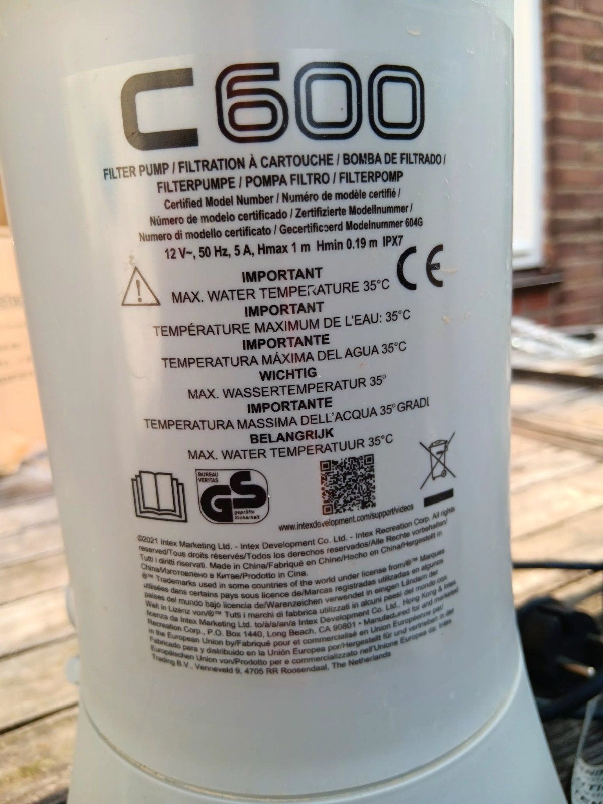 Intex Krystal Clear C600 filterpomp zwembadpomp, Tuin en Terras, Ophalen of Verzenden, Gebruikt, Zwembadpomp