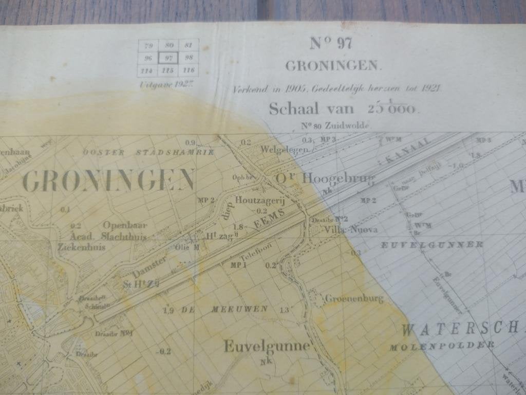 097 / Groningen Middelbert Waterhuizen Plattegrond 1927, Antiek en Kunst, Ophalen of Verzenden