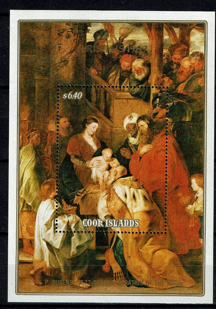 COOK ISL 89 PF BLOK KERSTMIS RELIGIE KUNST CHRISTMAS RUBENS, Ophalen of Verzenden, Postfris, Overige thema's