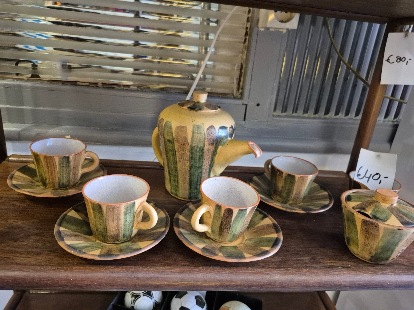 Vintage Aardewerk Koffie/Theeservies - Handgeschilderd, Ophalen of Verzenden