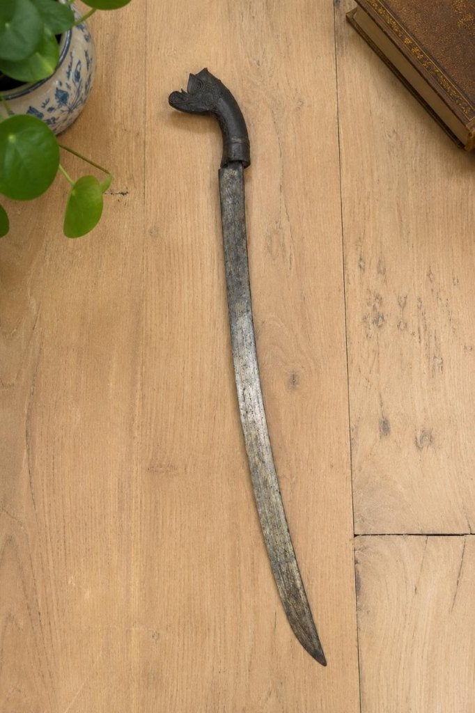 Antieke Indonesisch zwaard met houtsnijwerk - Pedang - Java, Handgemaakt, 70 cm, Ophalen of Verzenden, Indonesië