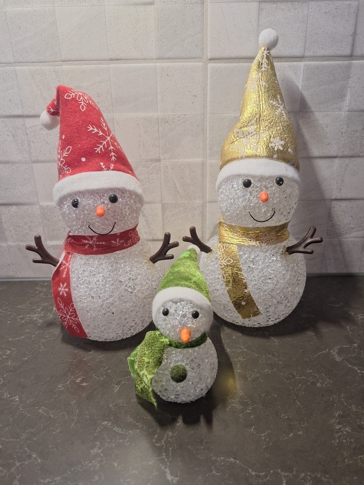 set van 3 sneeuwpoppen, Diversen, Ophalen of Verzenden, Zo goed als nieuw