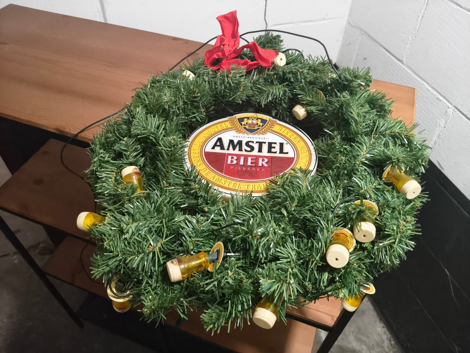 Amstel kerstkrans met verlichting, Verzamelen, Ophalen of Verzenden