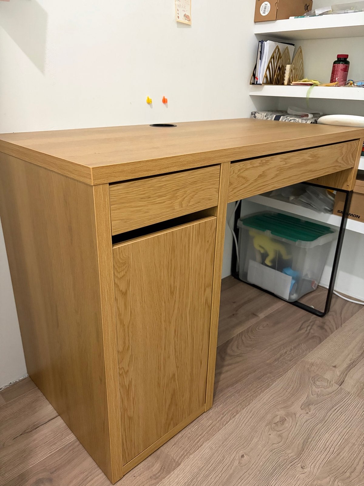 Bureau met lade en kastje / limited color IKEA MICKE desk, Ophalen, 105 cm, 50 cm, Bruin