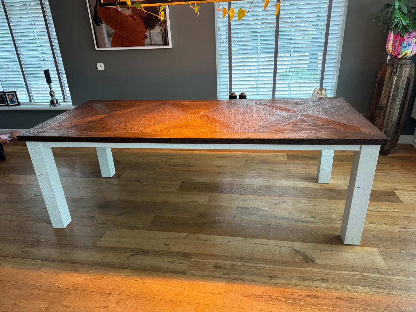 Eettafel, salontafel en tv meubel in dezelfe stijl, Huis en Inrichting, Ophalen, Gebruikt, 200 cm of meer, 50 tot 100 cm