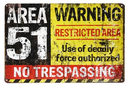 Area 51 Metalen Bord (Plaat Vintage Warning No Trespassing, Verzenden, Nieuw, Wandbord of Wandpaneel