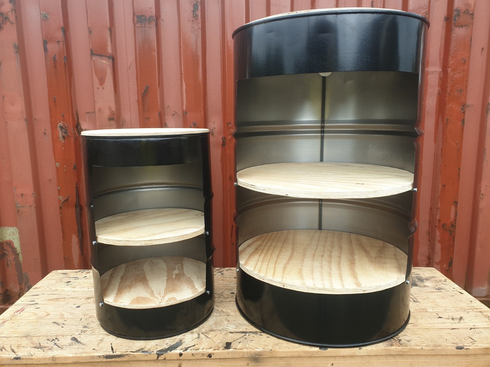 Unieke kast van olievat - industrieel design, Ophalen, Gebruikt