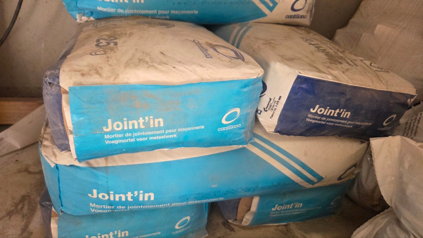 6 zakken grijze voegmortel Joint'in, Ophalen, Overige typen, Nieuw, Minder dan 20 cm