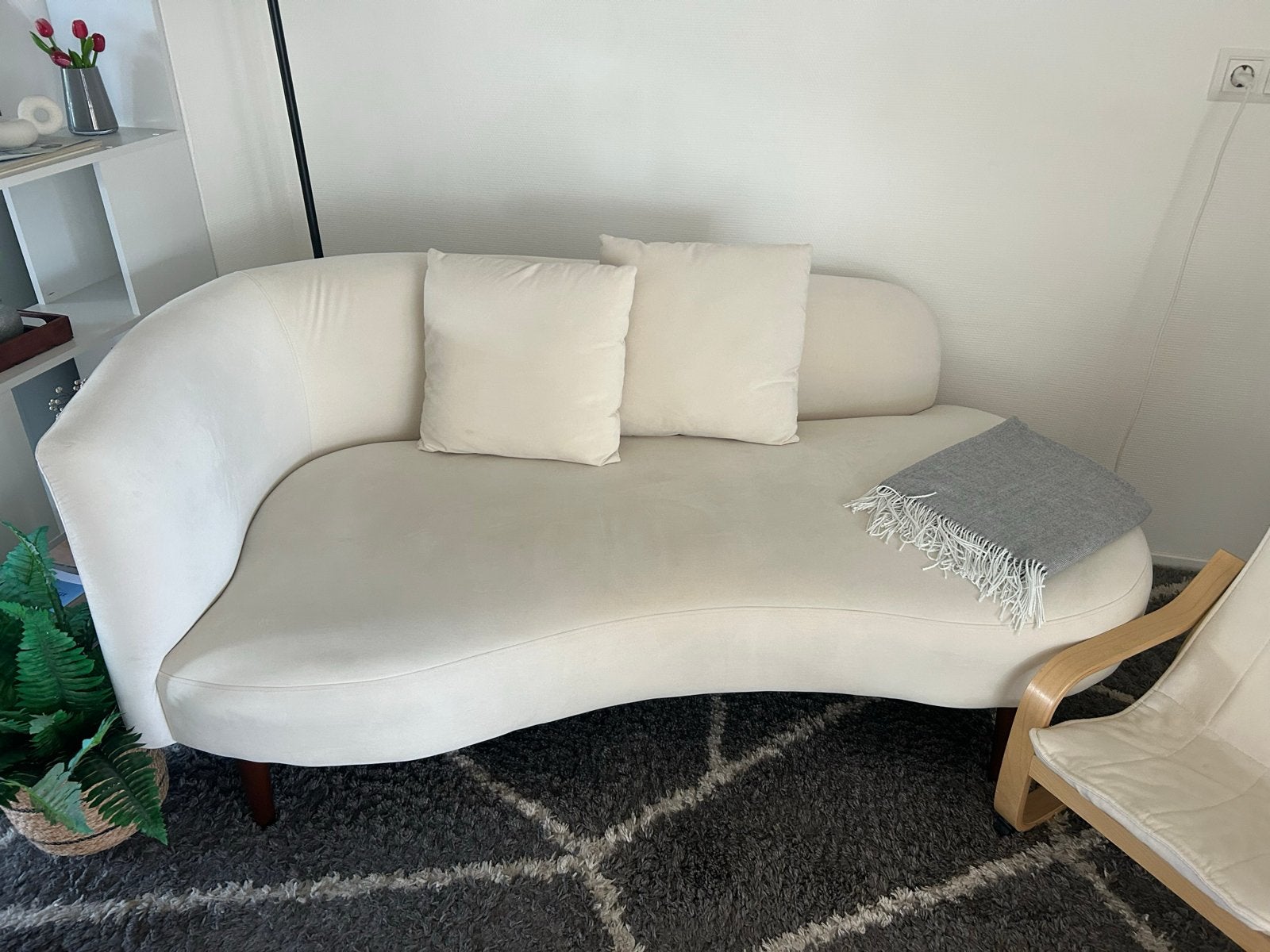 Crème kleurige chaise longue - Zo goed als nieuw, Ophalen, 150 tot 200 cm, Tweepersoons, 75 tot 100 cm