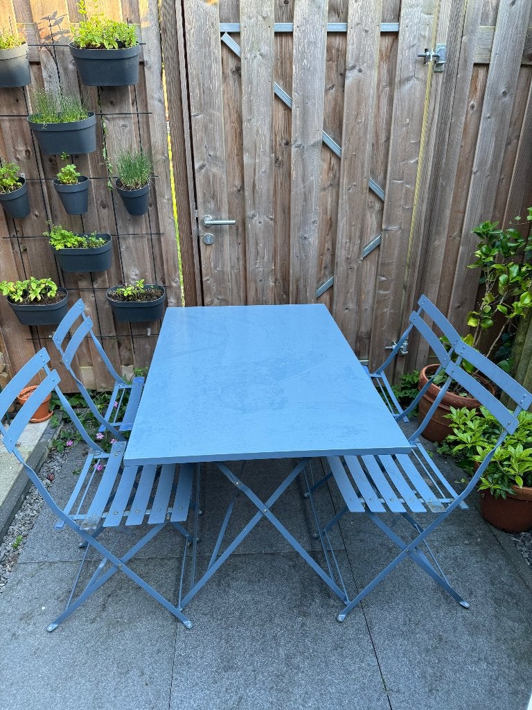 Bistro set tafel met 4 stoelen, Ophalen, Gebruikt, Tuinset, Eettafel