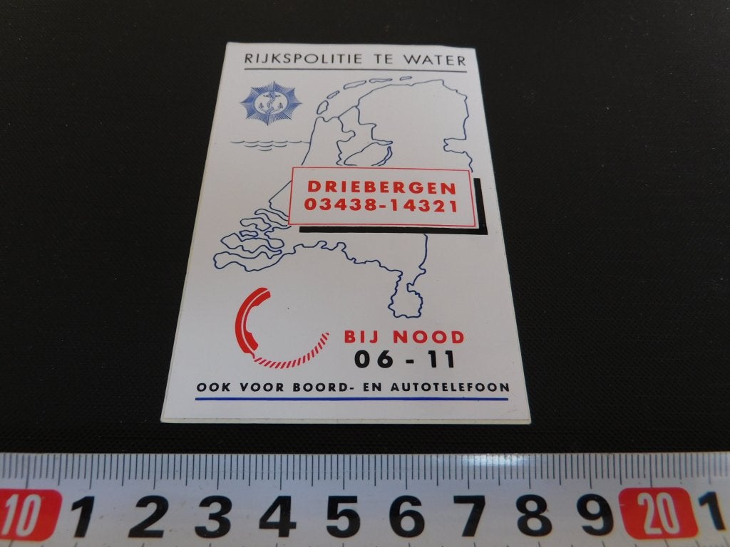 sticker Politie Rijkspolitie te Water Driebergen RP MPOL487*, Ophalen, Zo goed als nieuw