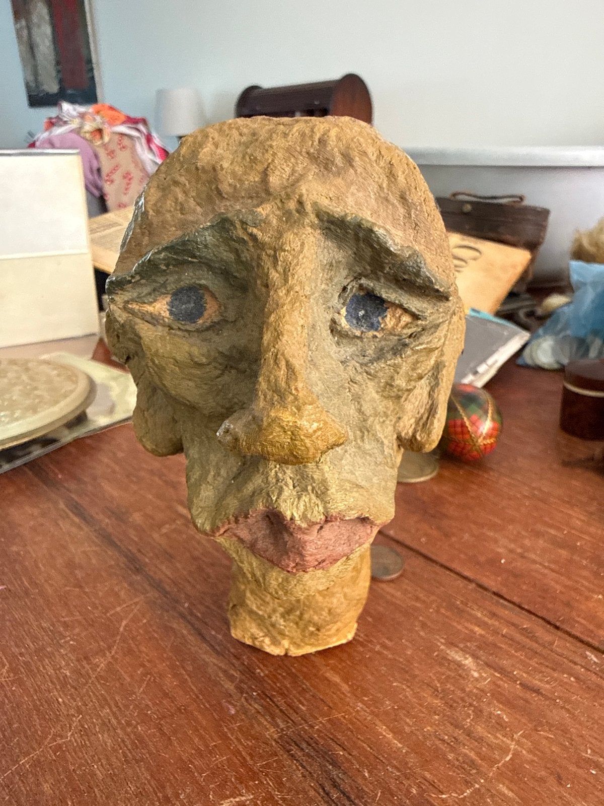Vintage Papieren Buste: Expressief Gezicht, Buste, Ophalen of Verzenden, Handgemaakt, 20 - 50 cm