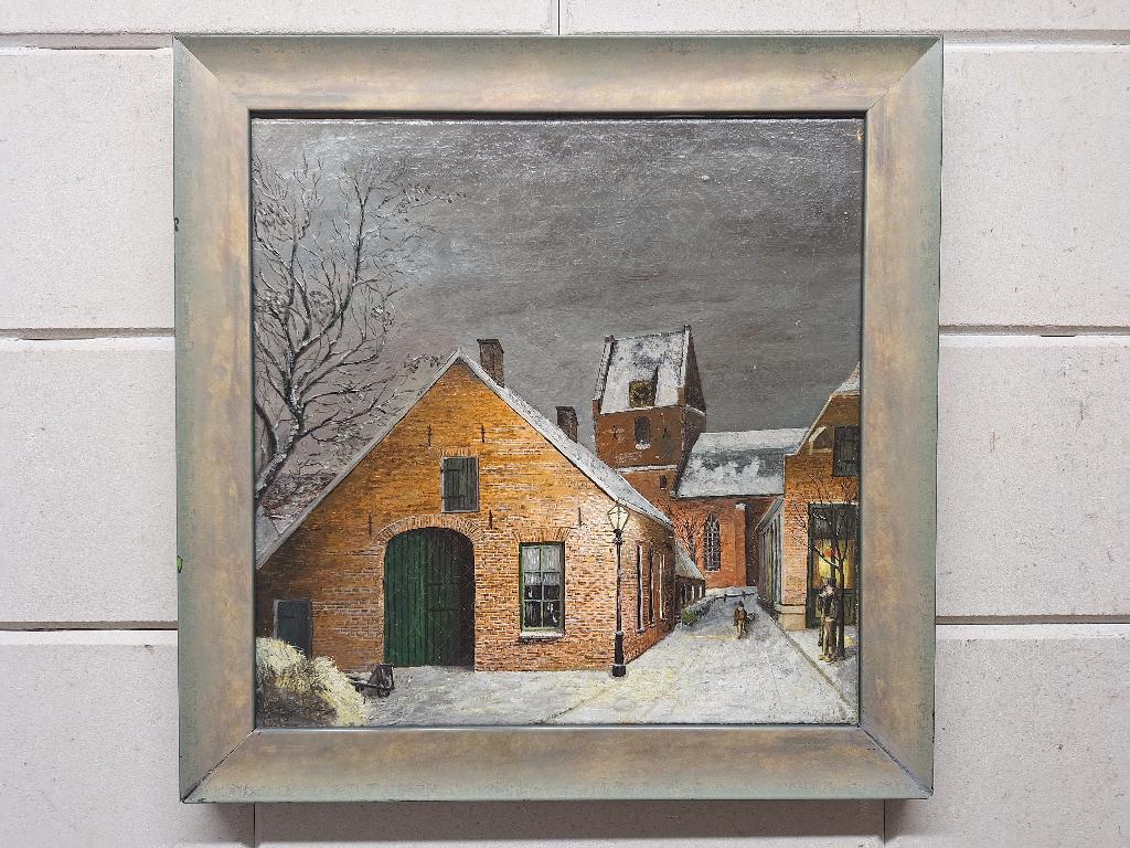 Dorps gezicht met Kerk in de Winter, Ophalen of Verzenden