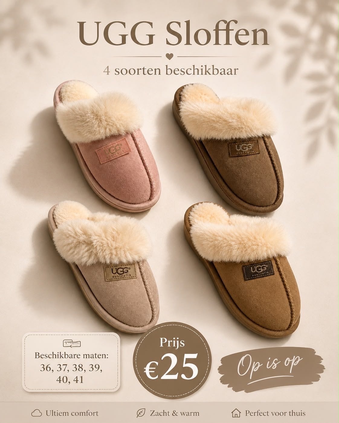 UGG Sloffen - Diverse kleuren en maten, Ophalen of Verzenden, Nieuw, Bruin, Pantoffels of Sloffen
