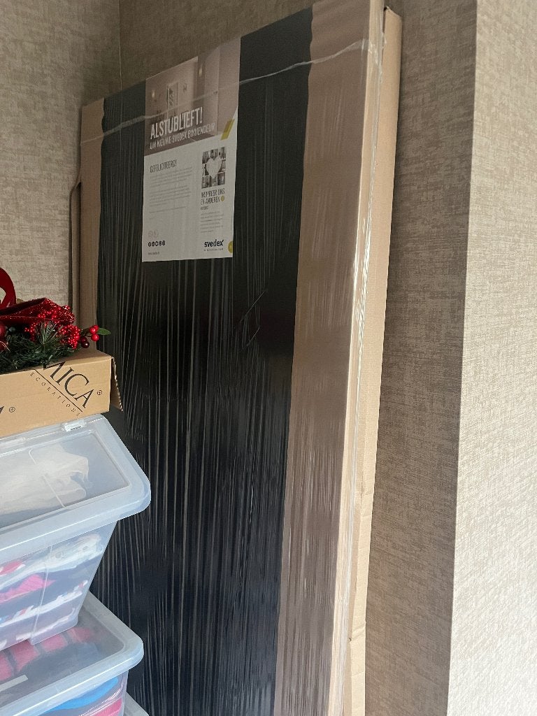Zwarte Svedex opdek binnendeur 83x200,5 rechtsdraaiend, Ophalen, 80 tot 100 cm, Binnendeur, Zo goed als nieuw